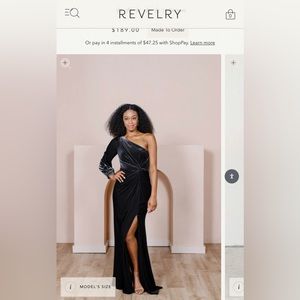 Revelry Aurora Velvet One-Shoulder Maxi Dress NWT